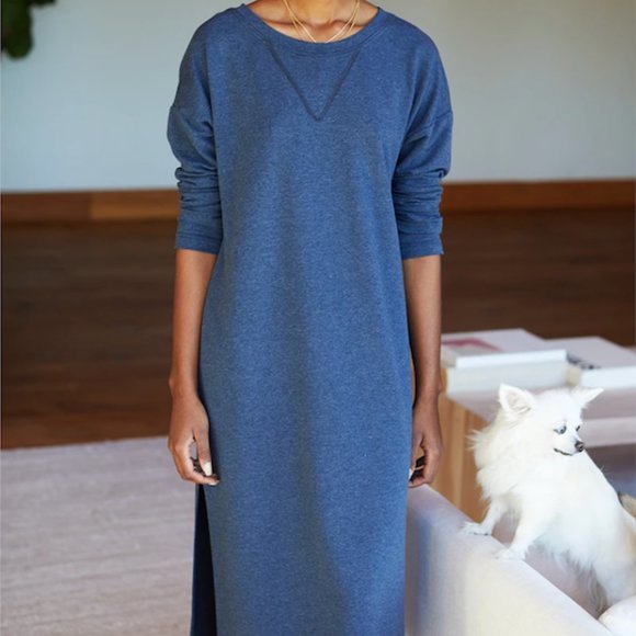 Emerson Fry Cozy Midi Dress Crewneck - Lake Blue - Picture 1 of 2